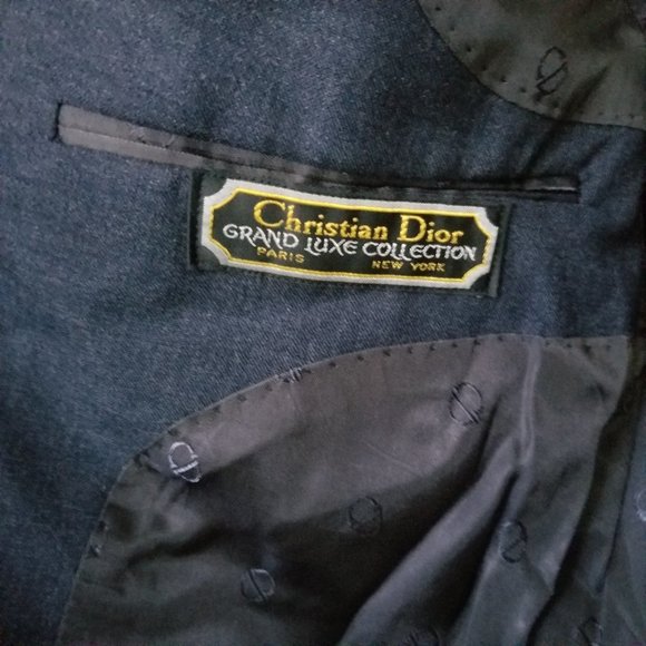 Vintage Christian Dior Dark Blue Navy Sports Coat Pure Virgin Wool Medium - Picture 6 of 6